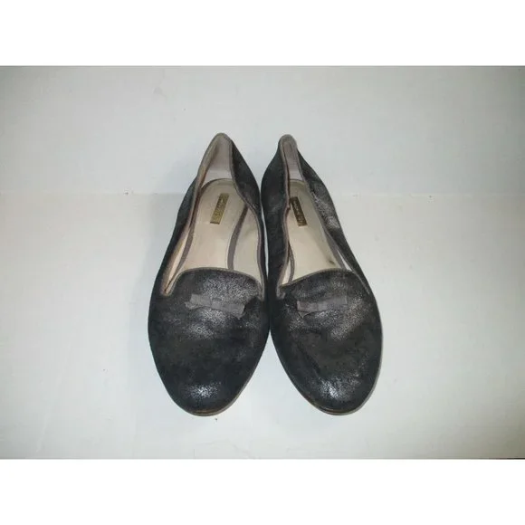*Louise et Cie 'ANNISTON' Charcoal Gray Silver Metallic Finish Slip-On Flats